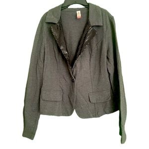 No Boundaries Juniors XL Black Sequin Trimmed Grey Suit Style Jacket